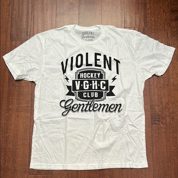 Violent Gentlemen White Graphic T-Shirt, Size XL - Picture 1 of 5